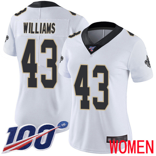 New Orleans Saints Limited White Women Marcus Williams Road Jersey NFL Football #43 100th Season Vapor Untouchable Jersey